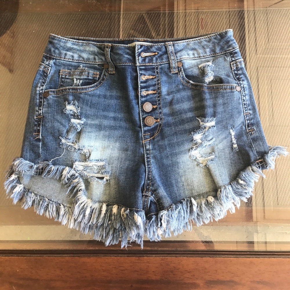 Refuge Ripped/Frayed High Wasted Shorts