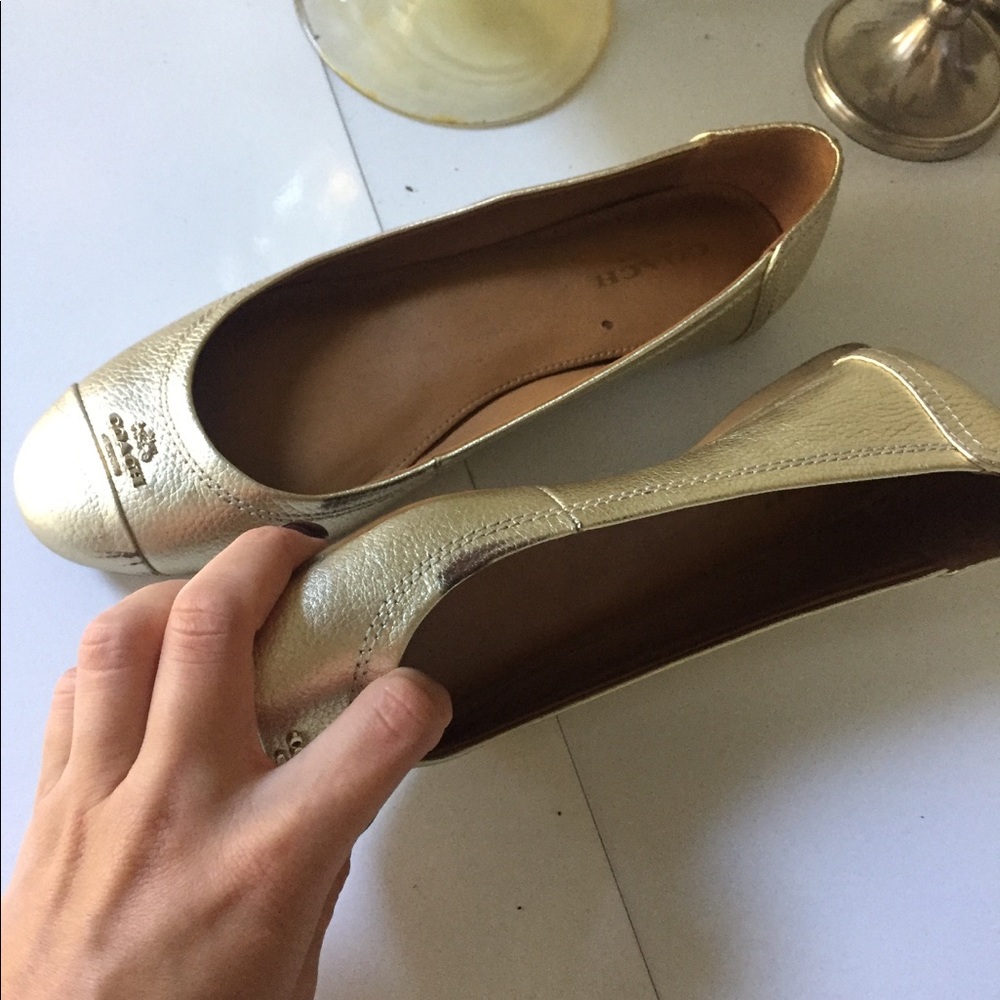 Metallic Gold Coach Flats