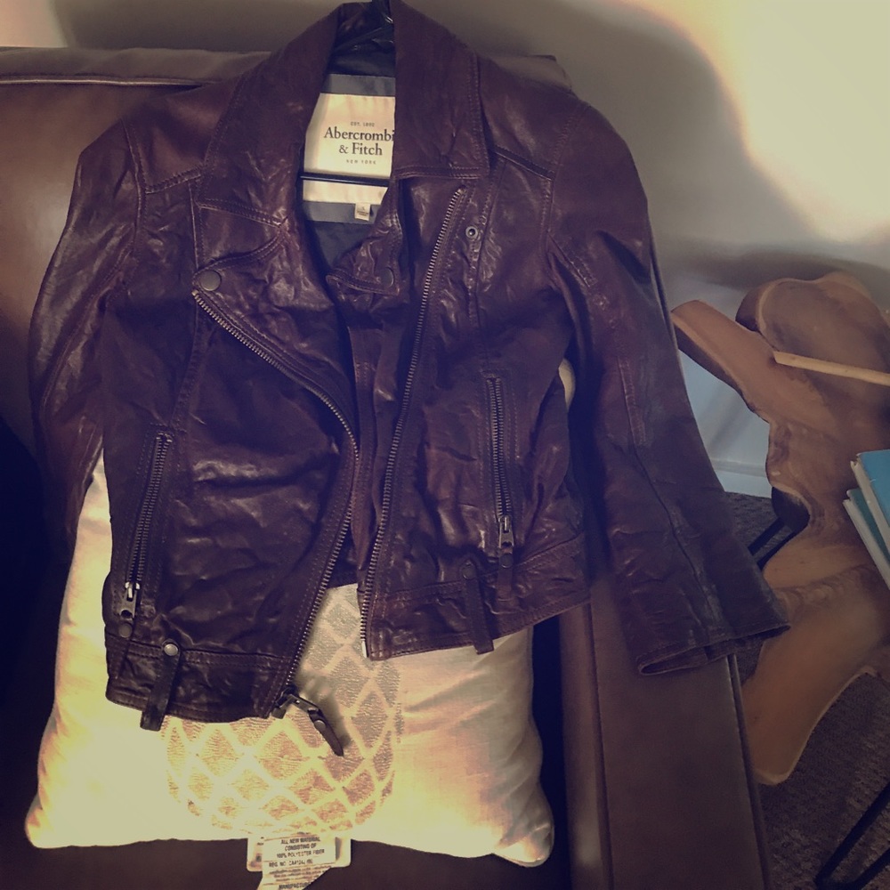 Abercrombie and fitch leather jacket- barely worn