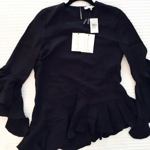 Alexis Black Asymmetrical Silk Top