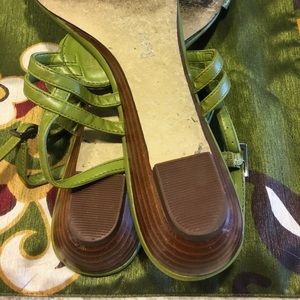Reba Shoes - Reba olive green sling back small wedged sandals Reba Shoes - Reba olive green sling back small wedged sandals