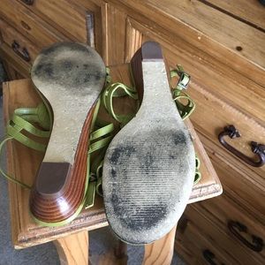 Reba Shoes - Reba olive green sling back small wedged sandals Reba Shoes - Reba olive green sling back small wedged sandals
