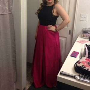 Long Pink and Black prom dress