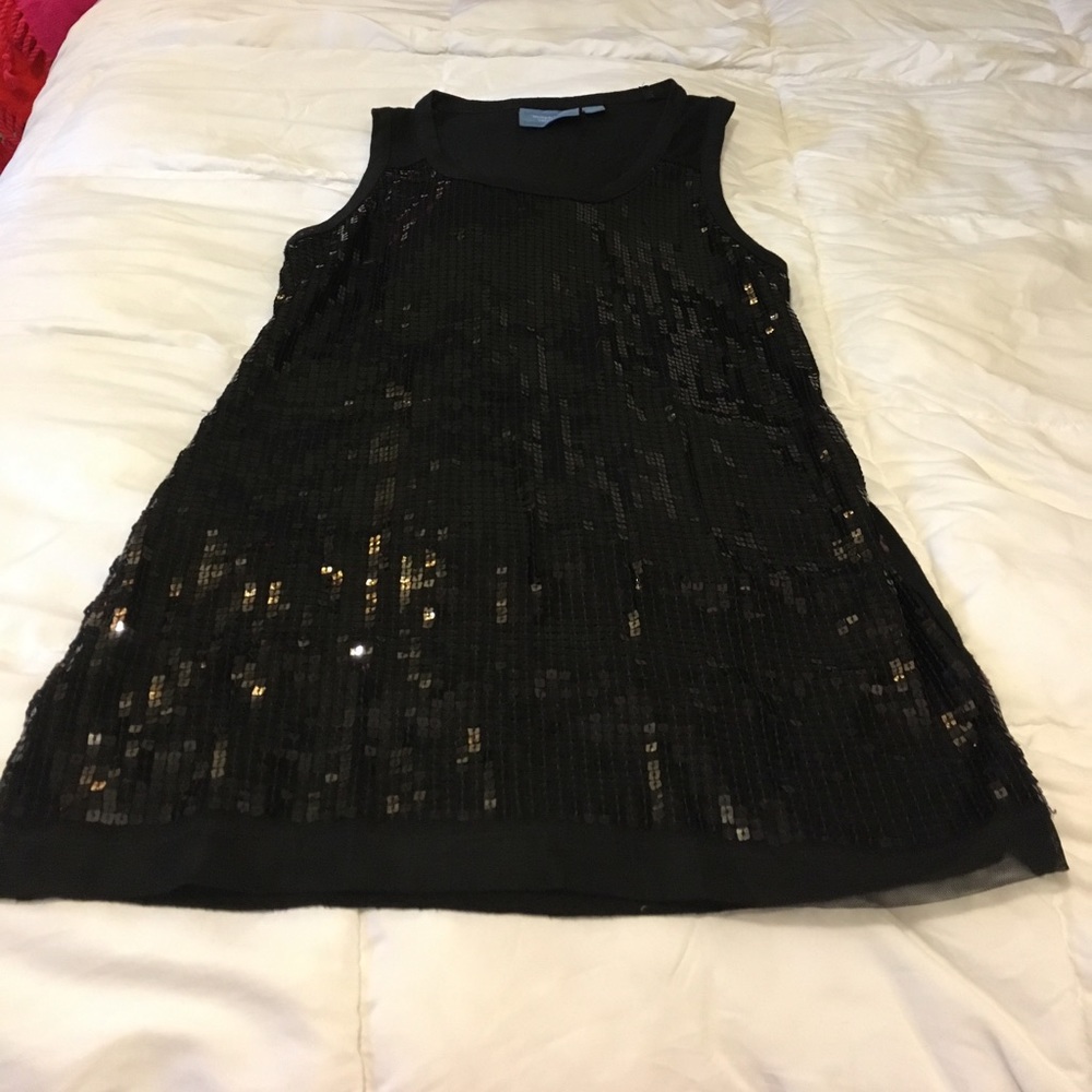 Long square sequined tank top