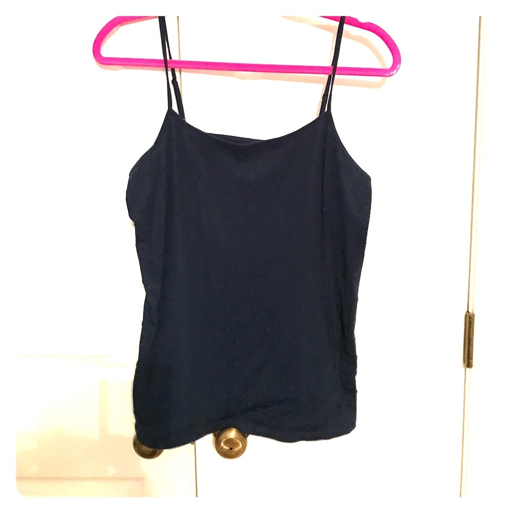 Navy blue tank with polka dots