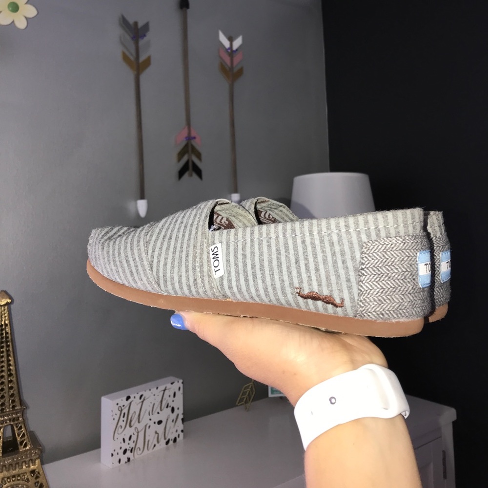 Toms Classic Grey Movember Stripe Wool Slip Ons