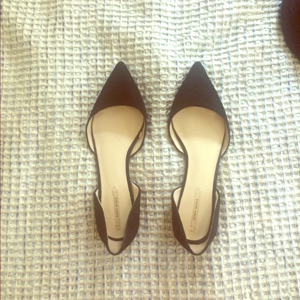 ZARA suede pointy toe flats