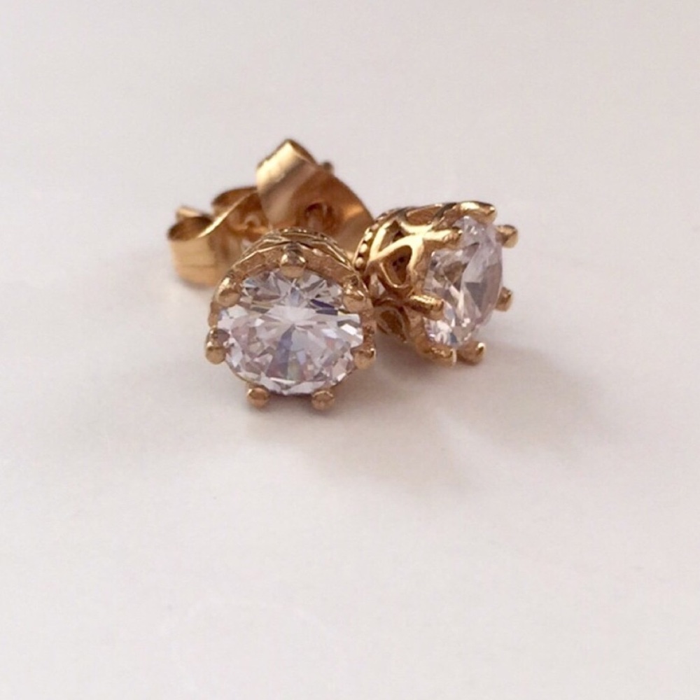 Gold Crown Diamond Earrings