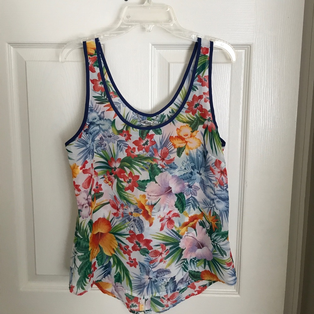 SOLD- Sheer floral open back top