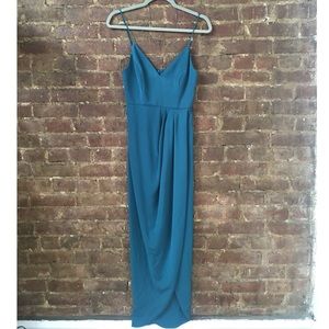 Draped Cocktail Dress Teal