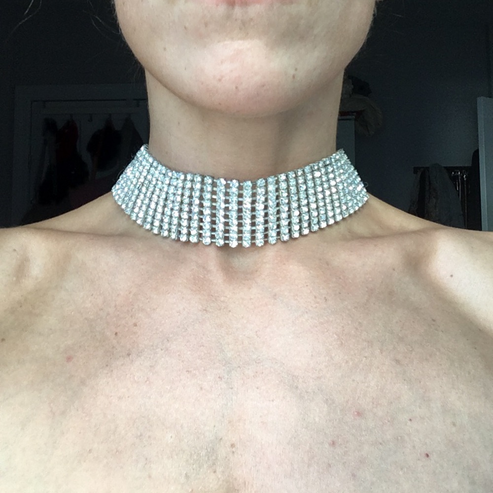 Crystal Rhinestone Choker Statement Necklace - image 1