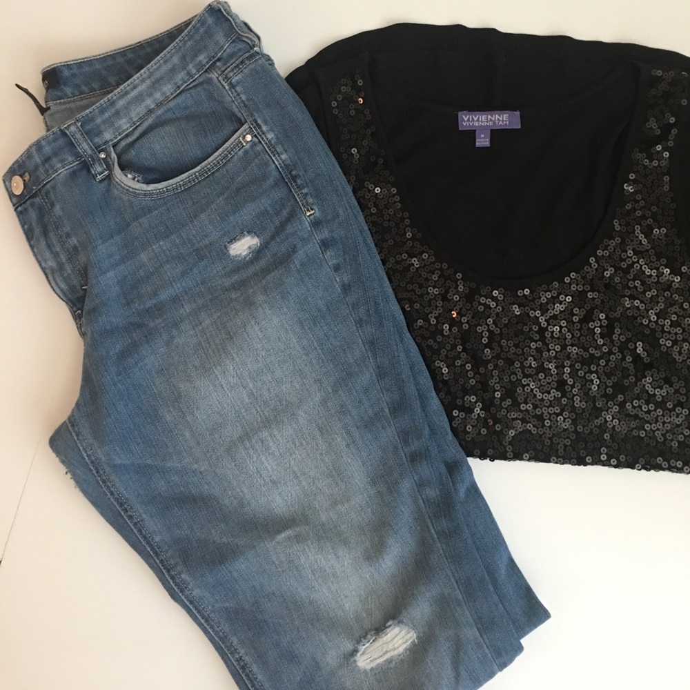 WHBM Girlfriend Distressed Jeans