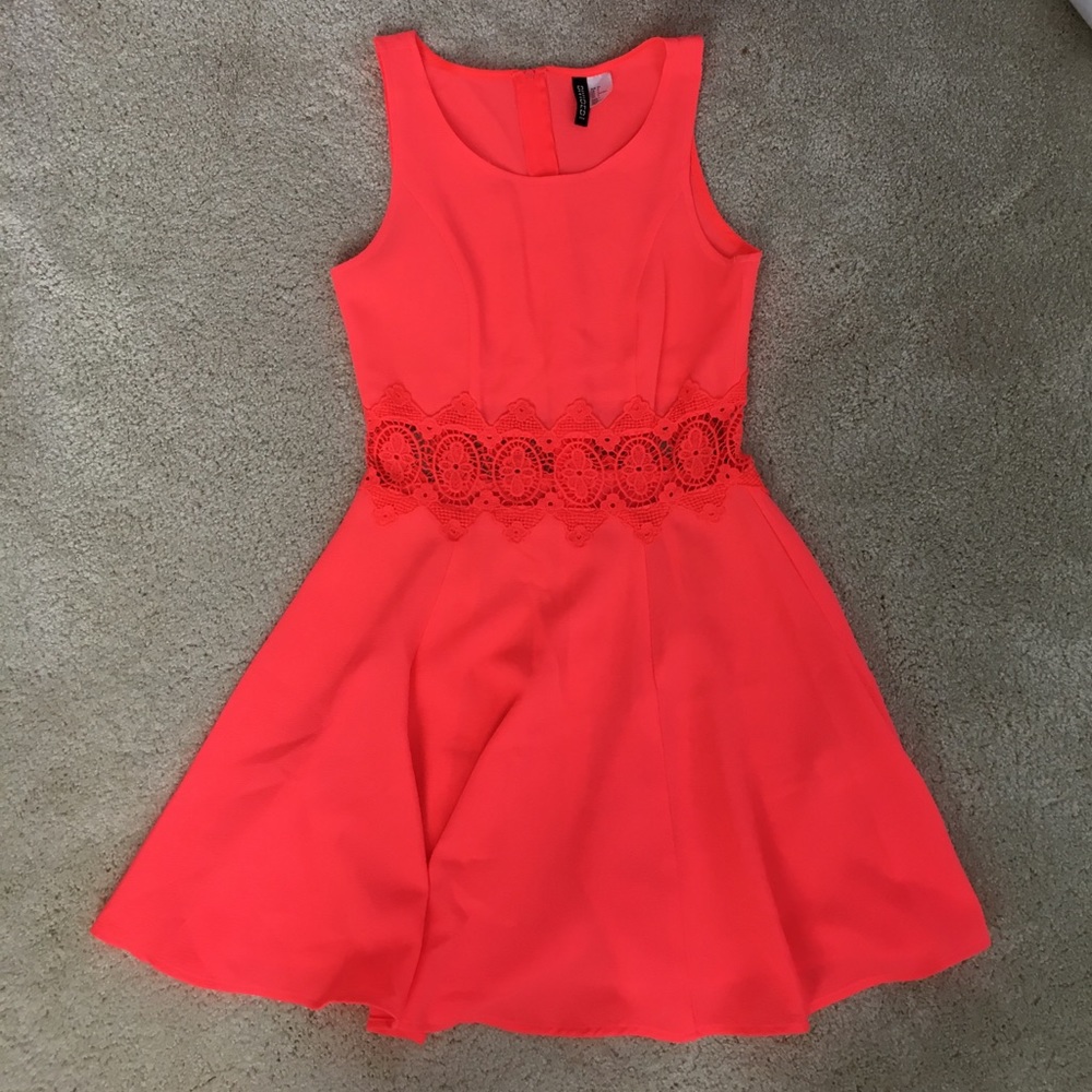 pink lace cutout dress