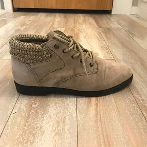 NEW Leather Ankle Boots Taupe Grey Hiking Street