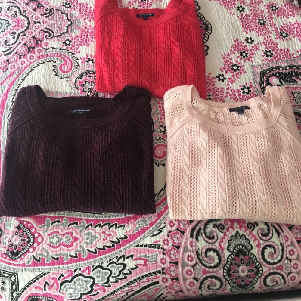American Eagle Quarter Length Cable Knit Sweaters