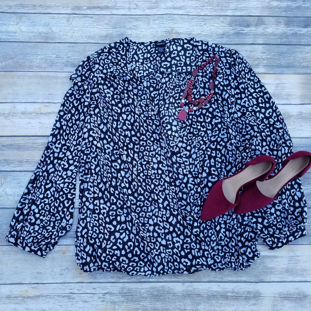Torrid Animal Print Chiffon Surplice Blouse