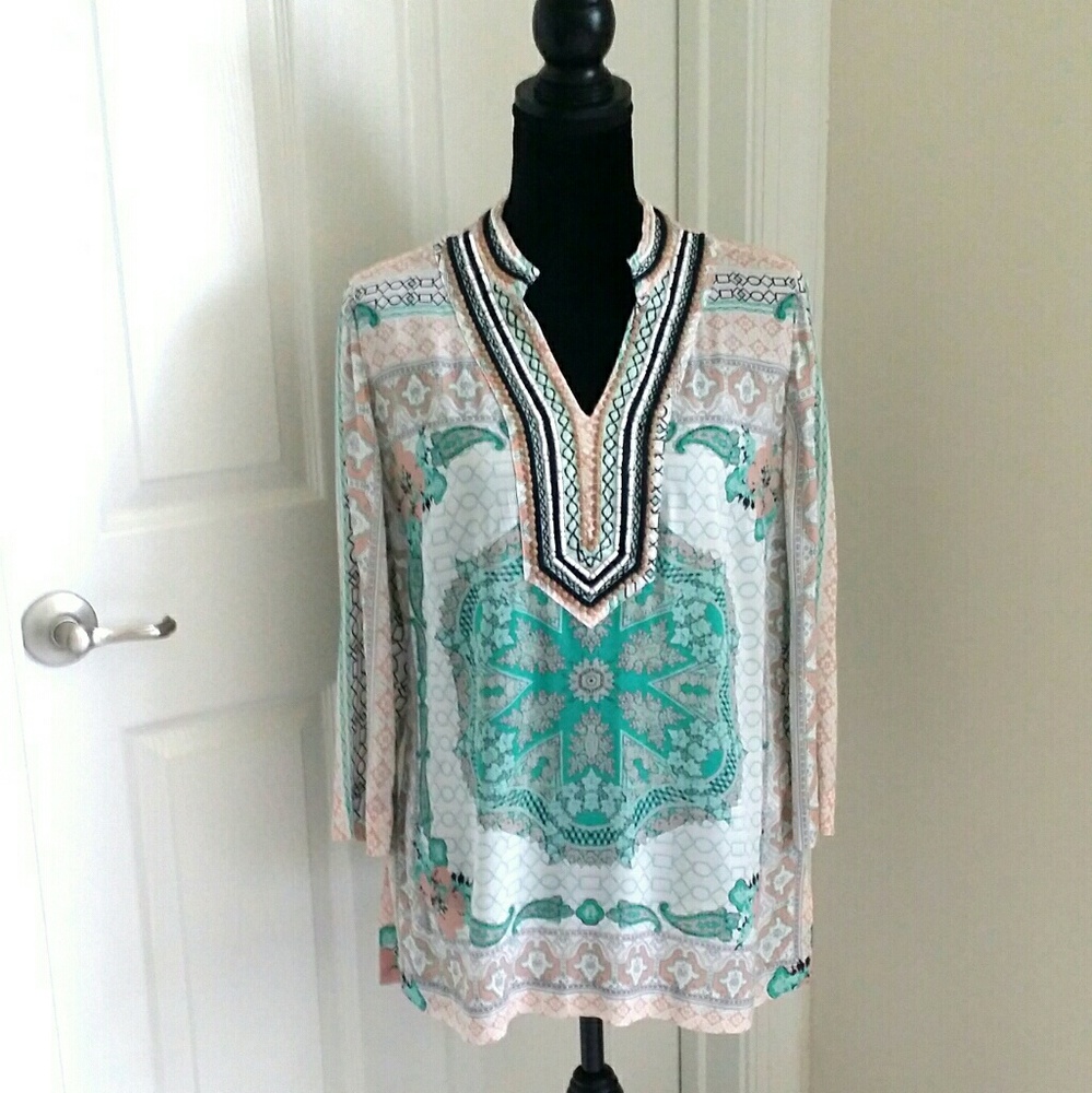 Charter club tunic size small beaded top