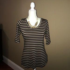 Green Envelope black beige 3/4 sleeve zip top