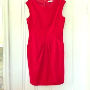 Calvin Klein red cocktail dress.