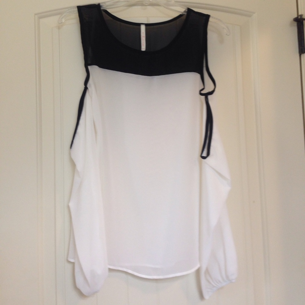 Black and White Cold Shoulder top