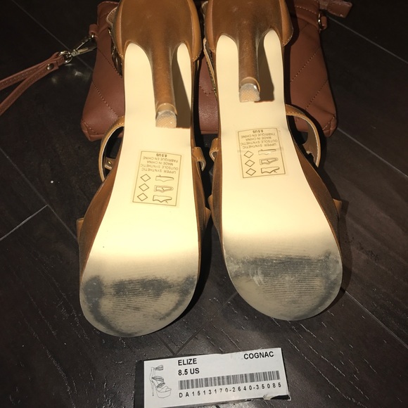 SHOEDAZZLE cognac gold leaf platform sandals - Picture 8 of 8