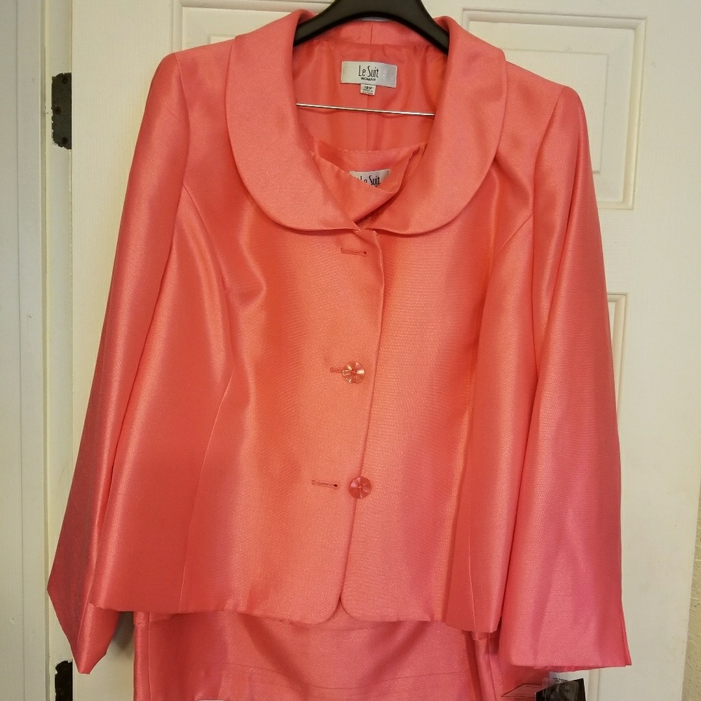 Peach suit skirt and jacket