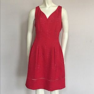 Taylor Satin Rose Red Fit & Flare Dress, sz 10-12