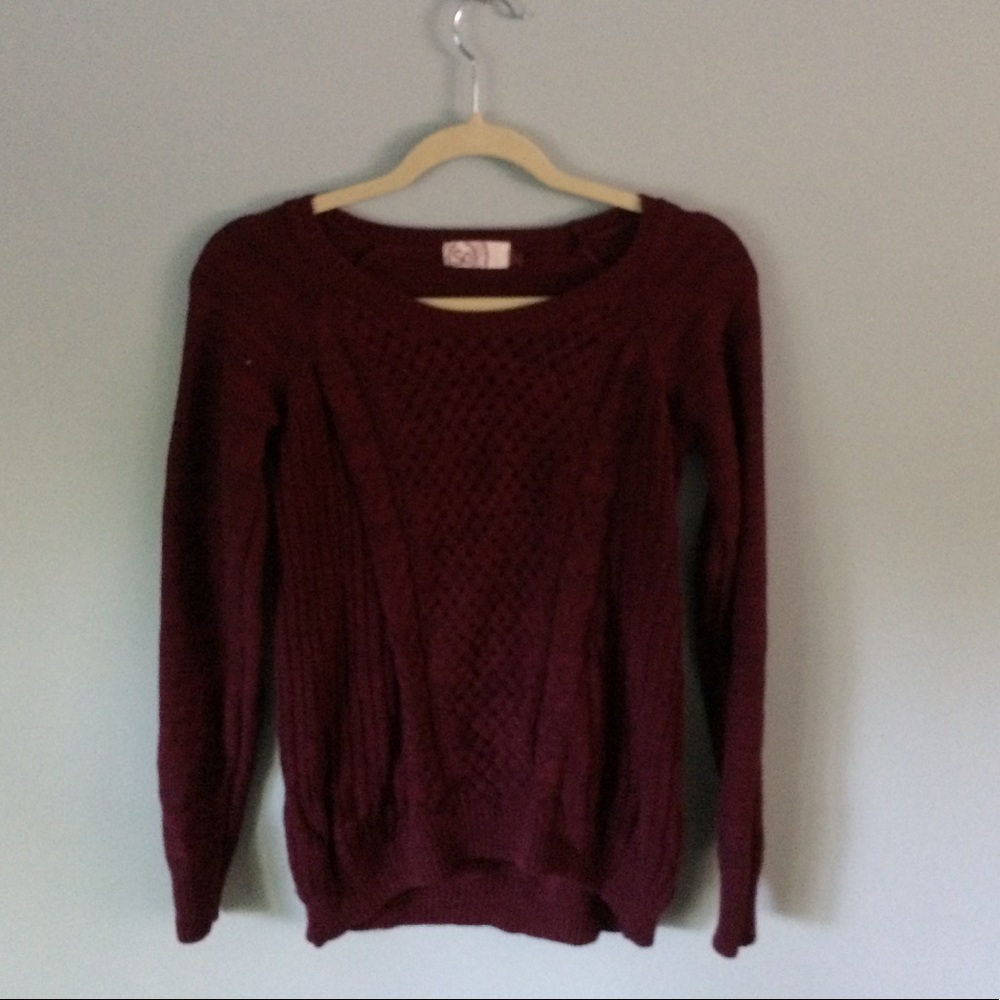burgundy cable sweater