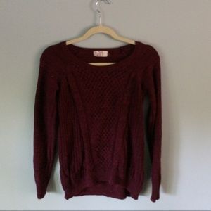 burgundy cable sweater