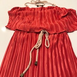 Orange/Red Satin Long Dress