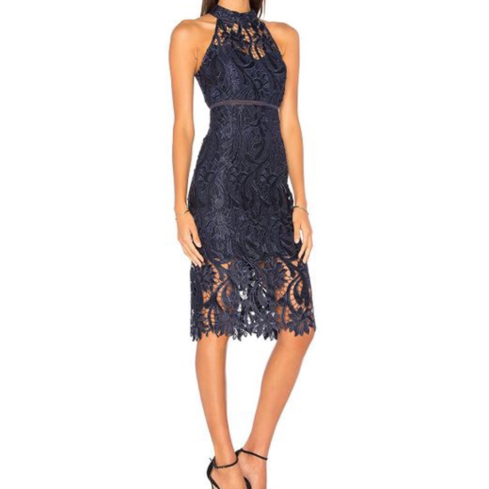 Bardot Isa Lace Dress Small French Navy