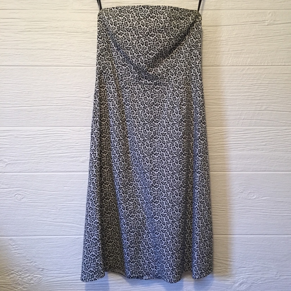 Floral Black & White strapless dress