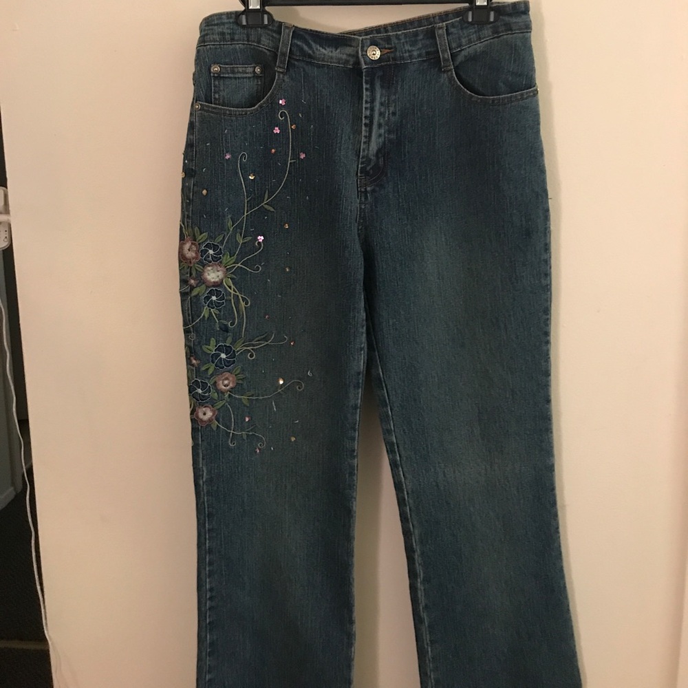 Sequined cosmopolitan denim jeans