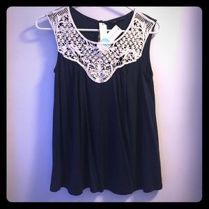 Ophir Crochet Detail Knit Tank