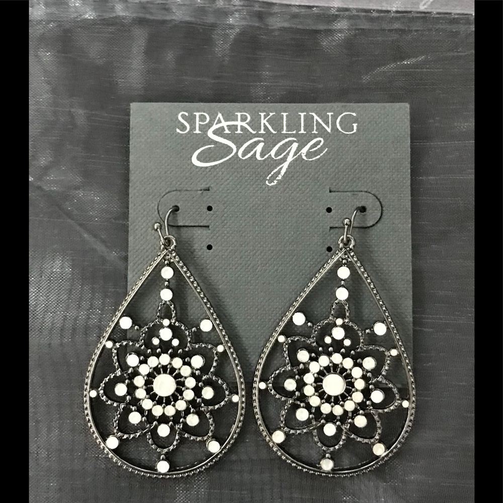 Sparkling Sage Plated Crystal Drop Earrings