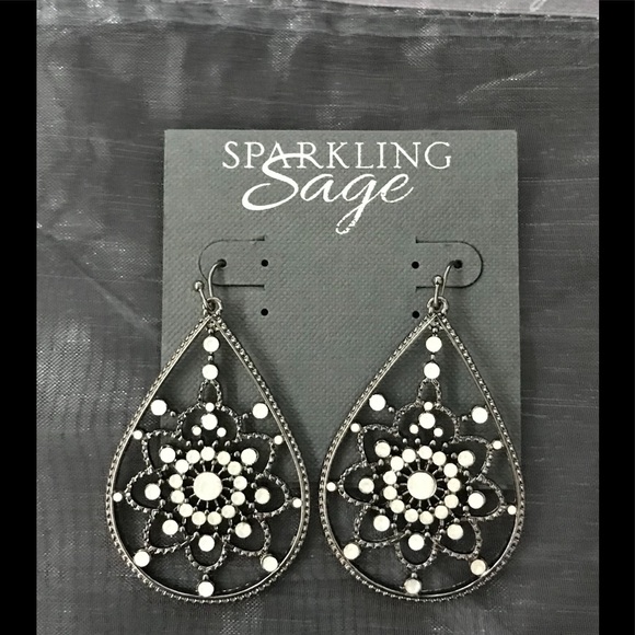 Sparkling Sage Plated Crystal Drop Earrings - Picture 1 of 4