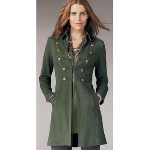 CAbi Military Style Long Olive Green Jacket