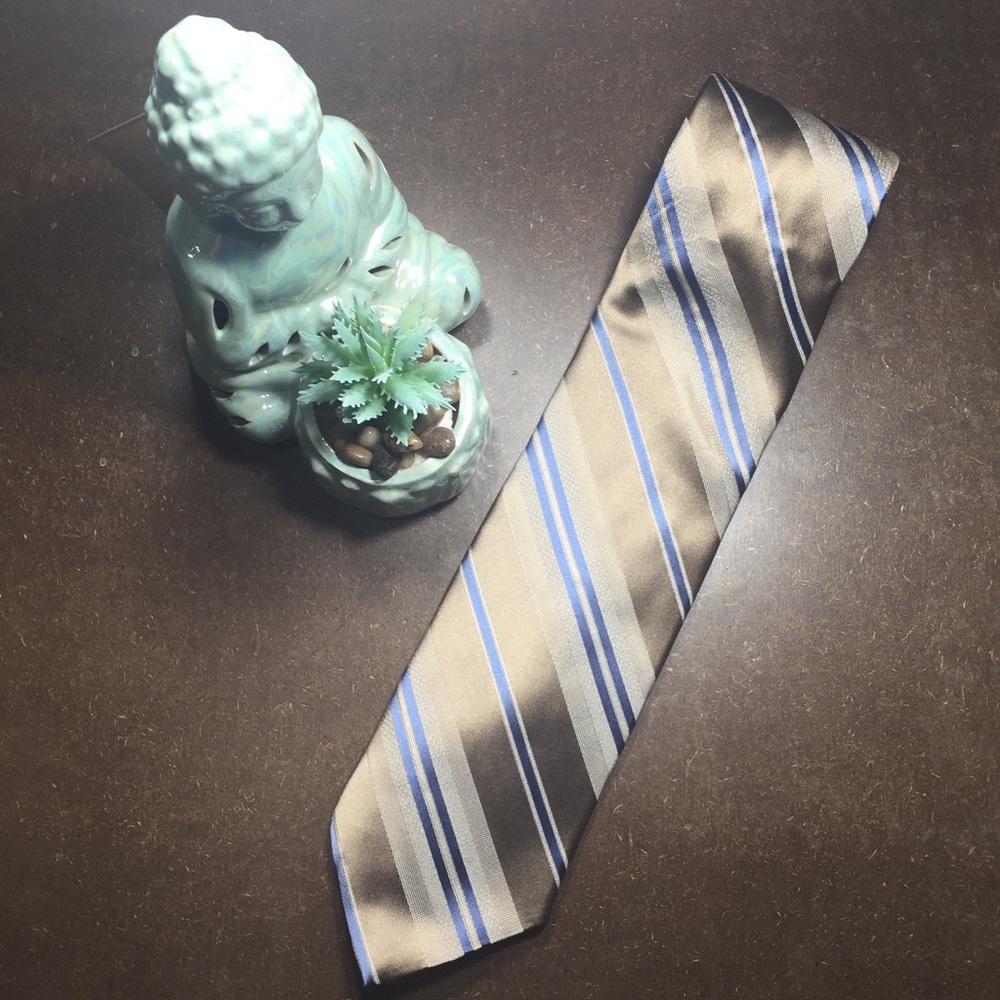 Dkny Tan Multi Alley Neat Striped Necktie