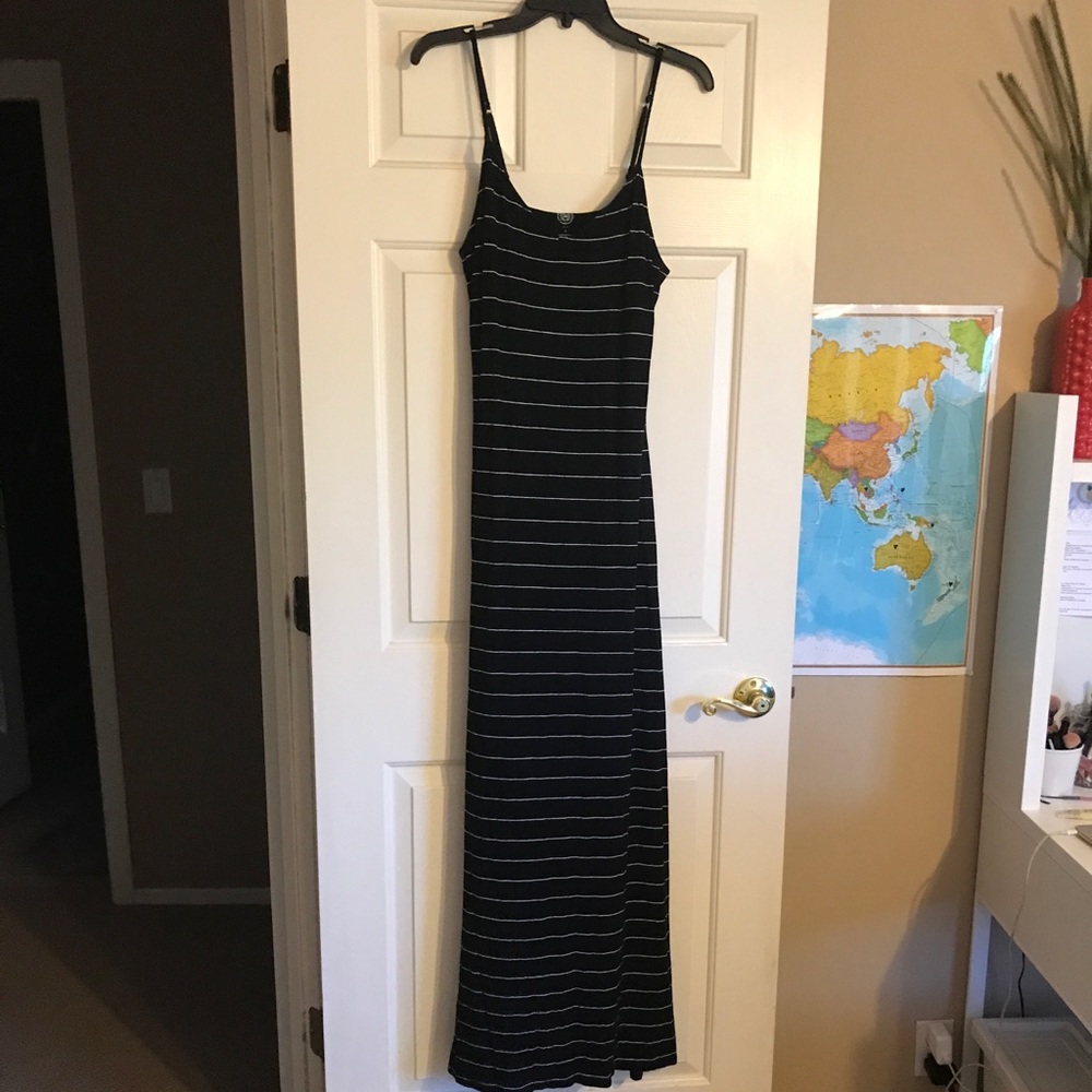 Black and white stripe maxi dress