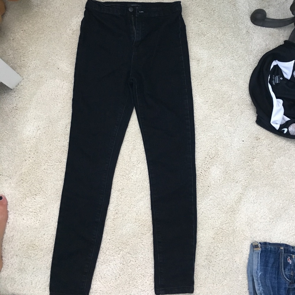 high rise black cigarette jeans