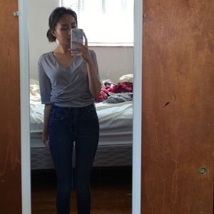 zara grey metallic cropped surplice shirt zara grey metallic cropped surplice shirt