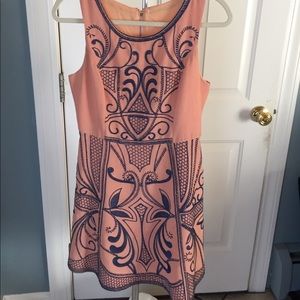Pink with blue stitching cocktail dress
