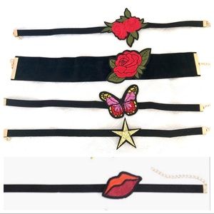 5 for $25 -- Black Velvet Embroidered Chokers 5 for $25 -- Black Velvet Embroidered Chokers