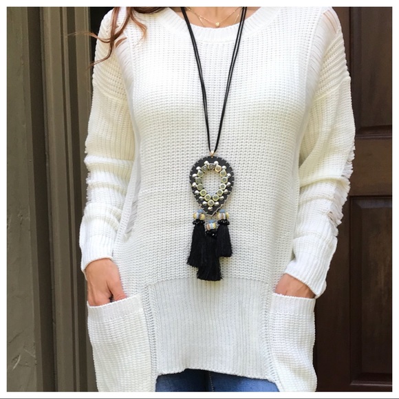 ✨LAST ONE ✨shredded sweater tunic dress - Picture 6 of 6