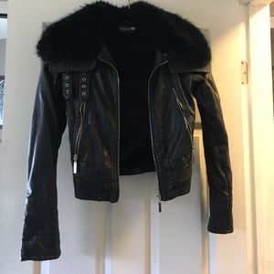 Forever 21 Faux Leather Jacket Fur
