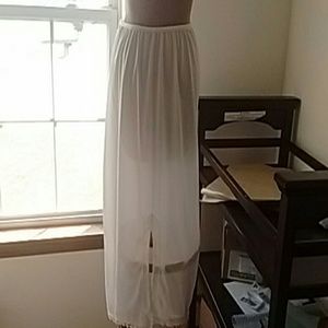 Vintage White Half Slip With Back Slit Maxi Length Vintage White Half Slip With Back Slit Maxi Length