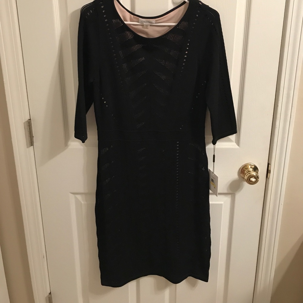 Calvin Klein dress, black with tan underneath