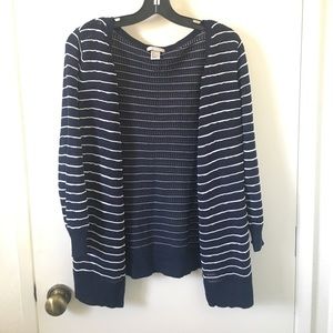 H&M navy and white striped cardigan H&M navy and white striped cardigan