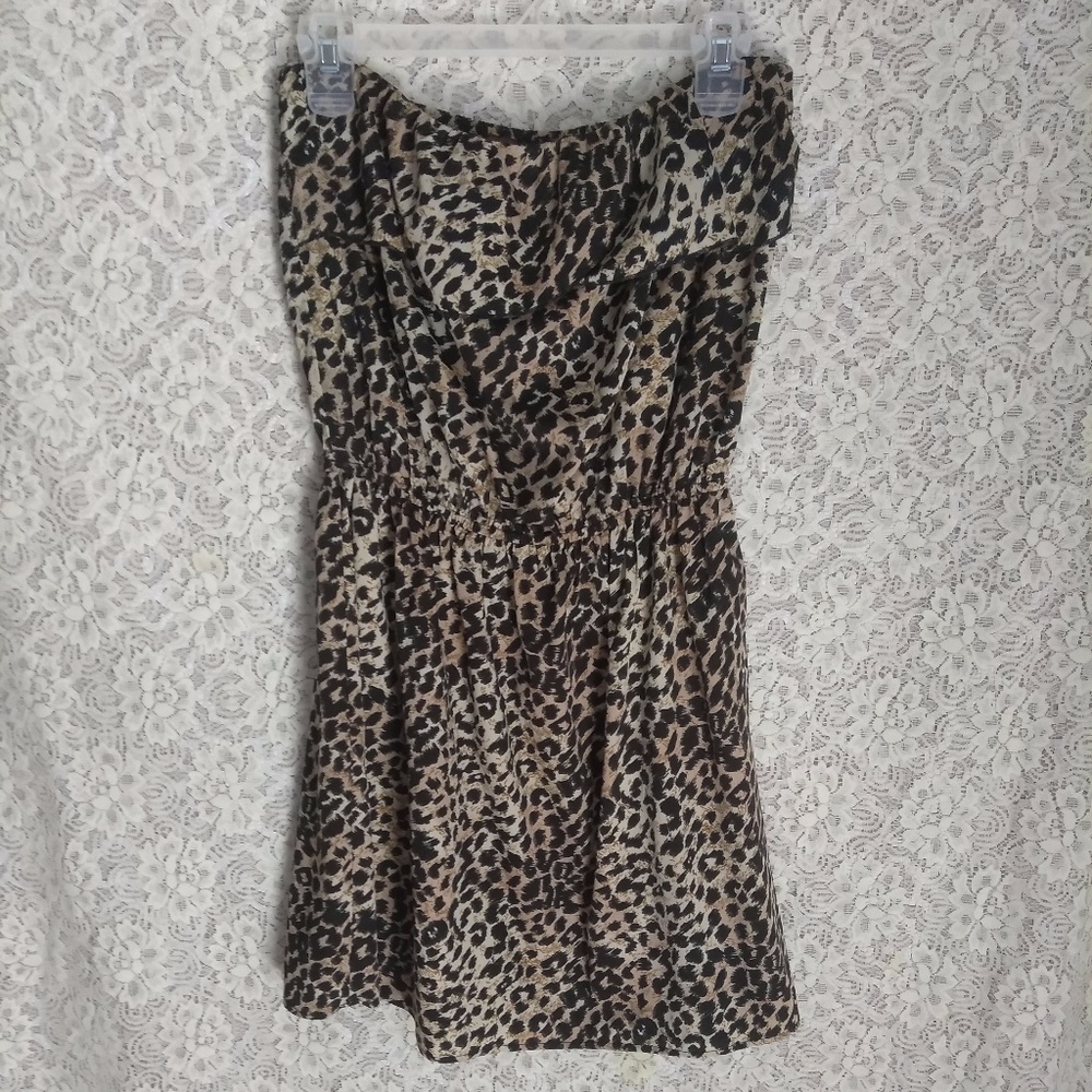 Strapless Leopard Print Dress