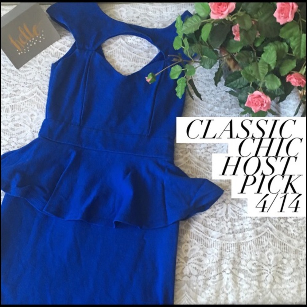 NWT Arden b blue peplum dress new*